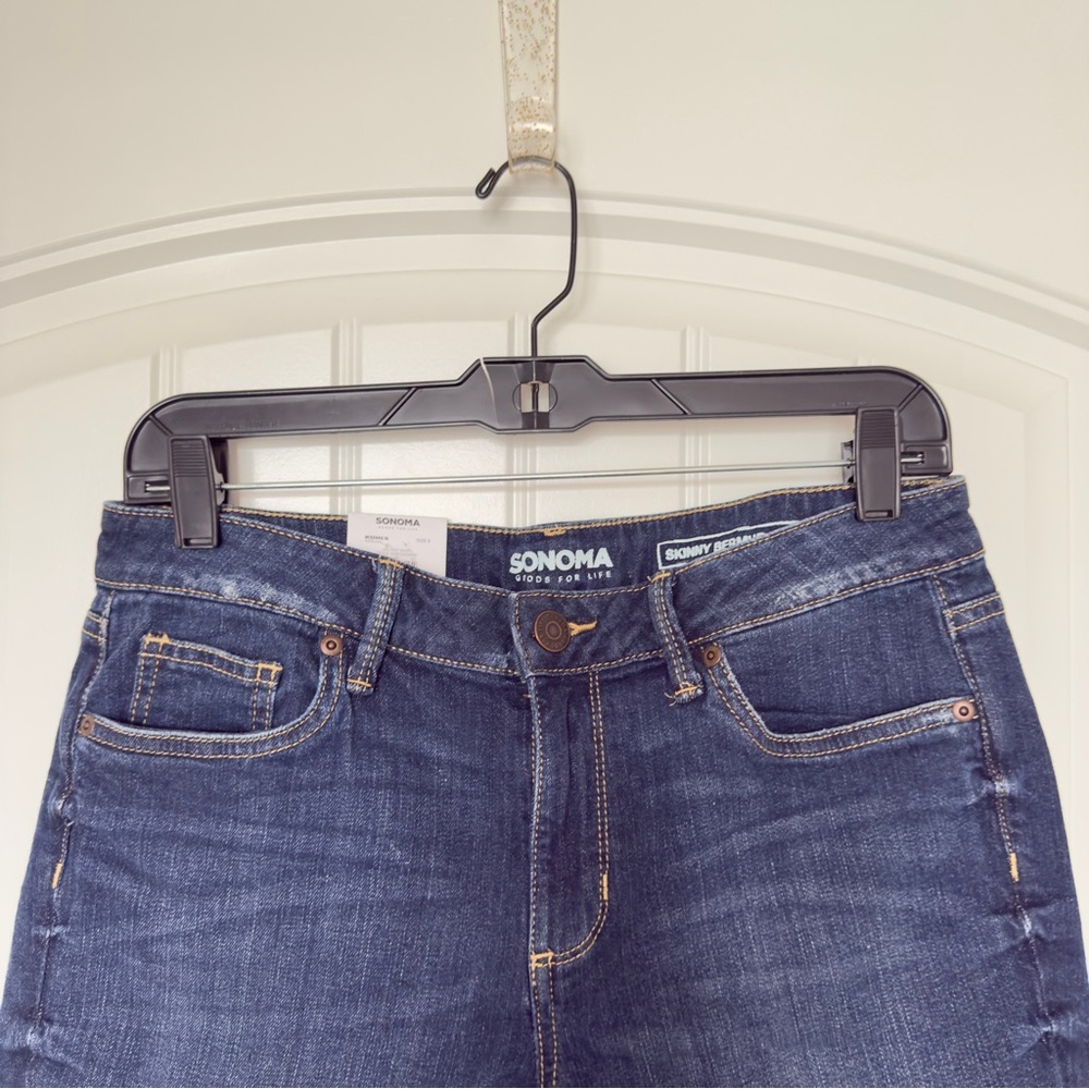 Sonoma Skinny Bermuda Denim Jean Shorts Size 8 NWT Festival - Picture 3 of 7